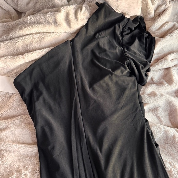 MAC DUGGAL NEW One Shoulder Ruffle Pleated Mini Midi Jersey Dress Size 4 NWT - Picture 9 of 14